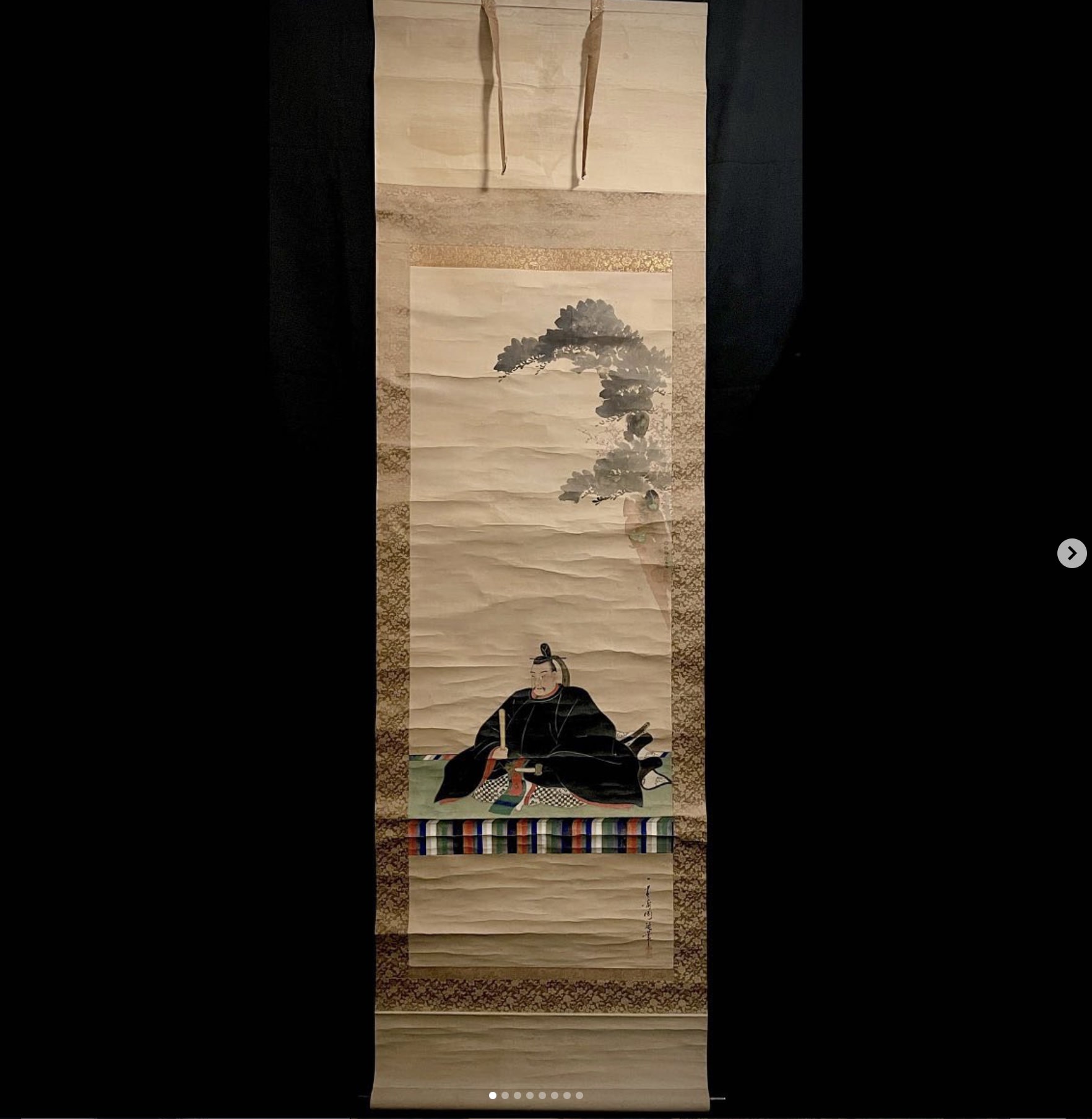 楊洲周延 青木崑山 合作 菅原道真公図 掛軸